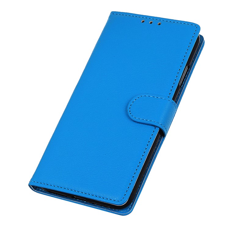 Litchi Skin Billet de Cuero Estuche Para Samsung Galaxy A01 - Azul