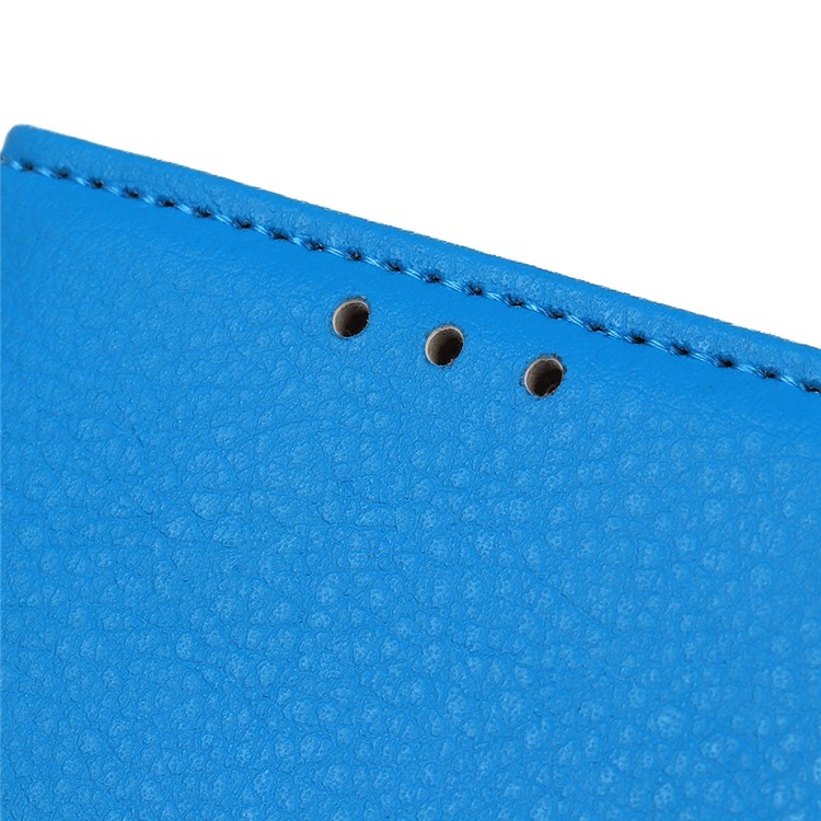 Litchi Skin Billet de Cuero Estuche Para Samsung Galaxy A01 - Azul