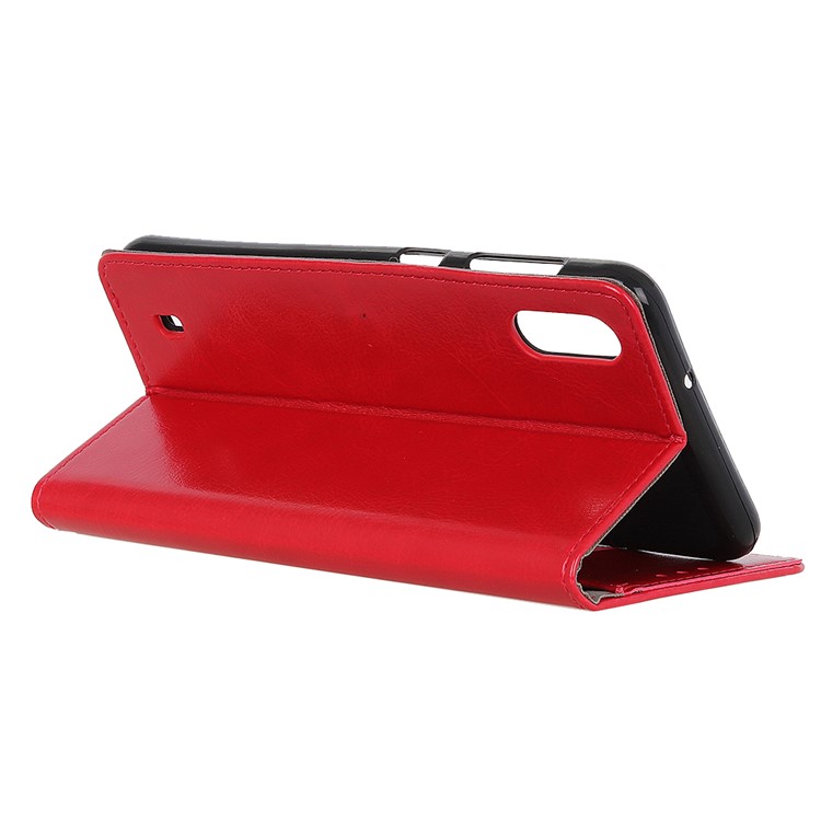 Crazy Horse Leather Wallet Case for Samsung Galaxy A01 - Red-10