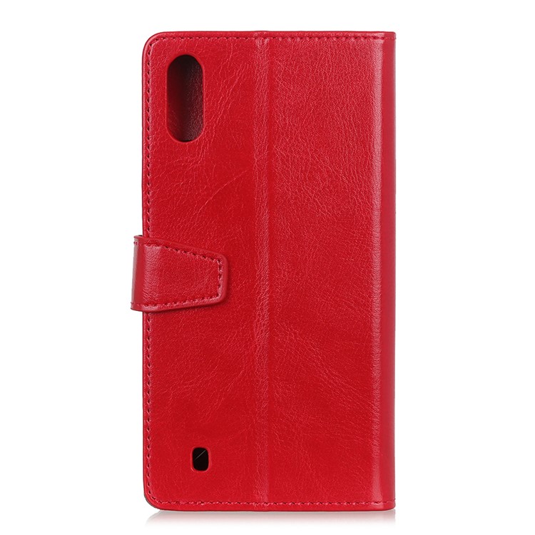 Crazy Horse Leather Wallet Case for Samsung Galaxy A01 - Red-11