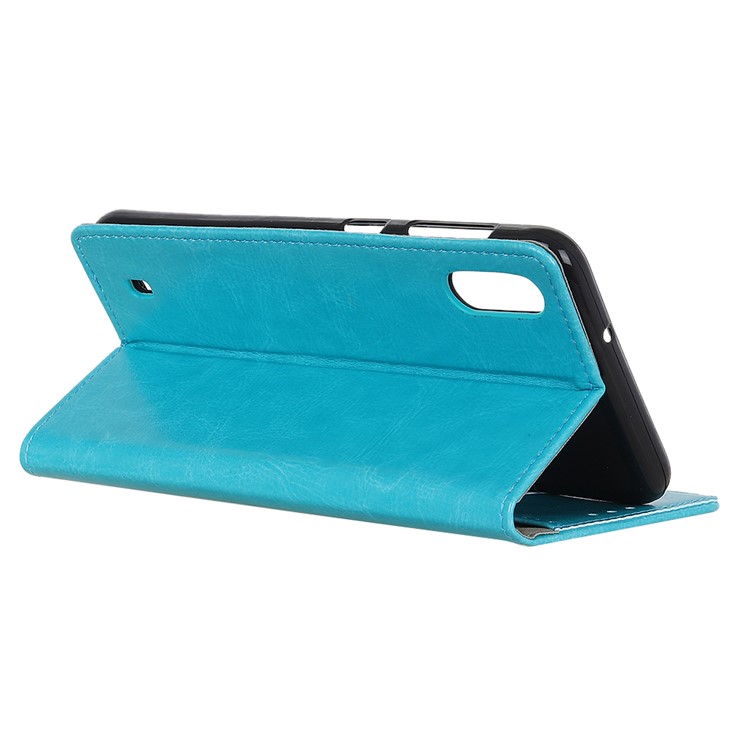 Crazy Horse Leather Wallet Case for Samsung Galaxy A01 - Blue-10