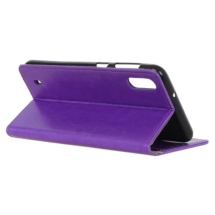 Crazy Horse Leather Wallet Case for Samsung Galaxy A01 - Purple-10