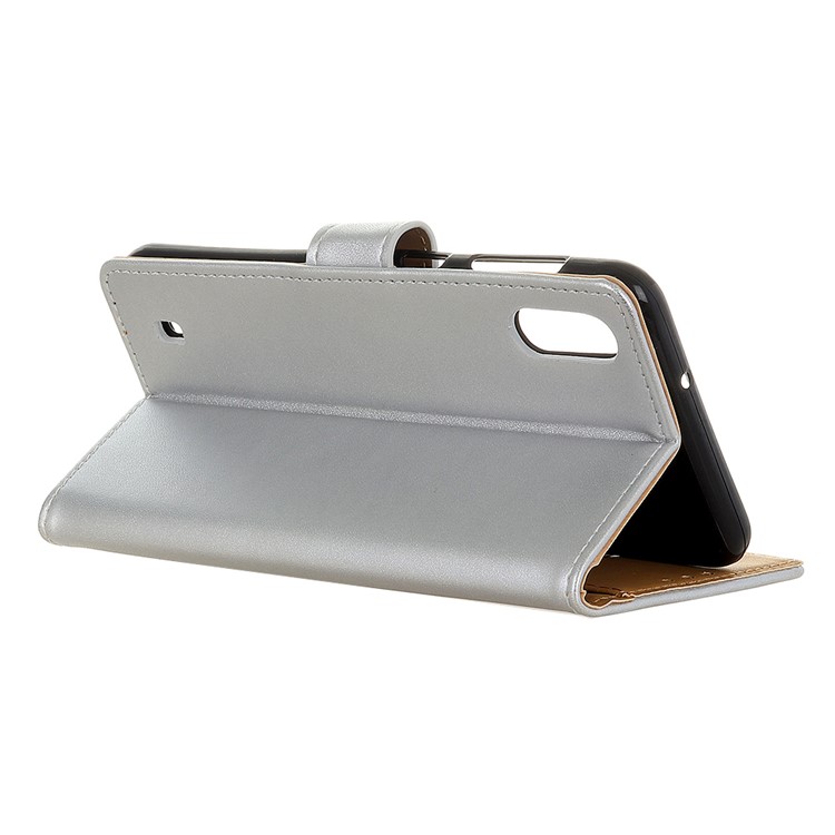 Wallet Leather Stand Case for Samsung Galaxy A01 - Silver-8