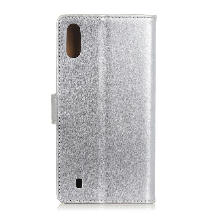 Wallet Leather Stand Case for Samsung Galaxy A01 - Silver-9