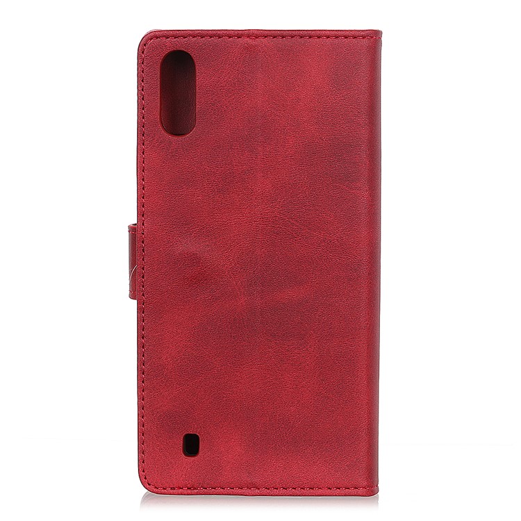 Matte Skin Leather Wallet Case for Samsung Galaxy A01 - Red-10