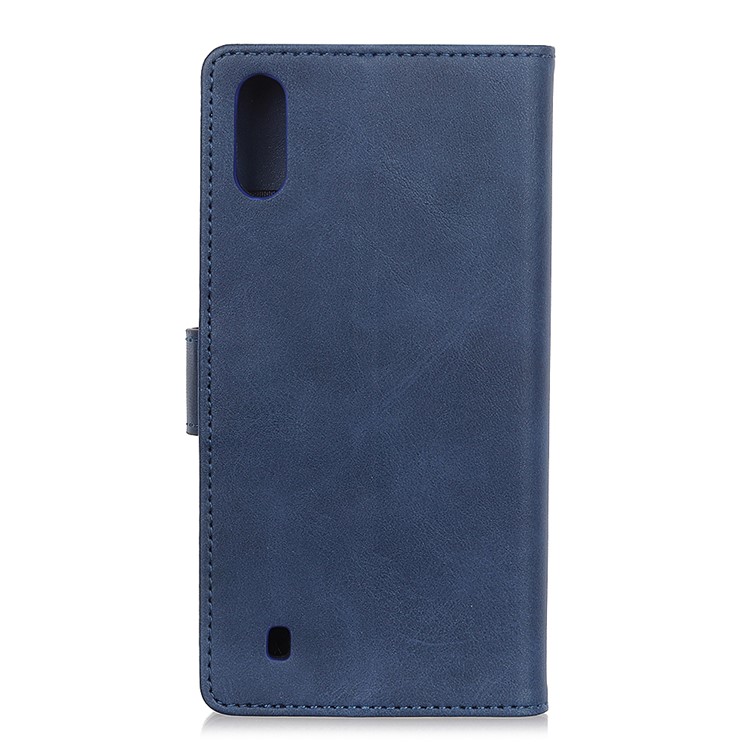 Matte Skin Leather Wallet Case for Samsung Galaxy A01 - Blue-11