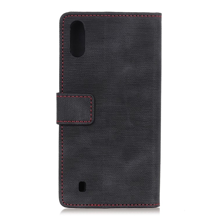 Jeans Cloth Leather Wallet Case for Samsung Galaxy A01 - Black-10