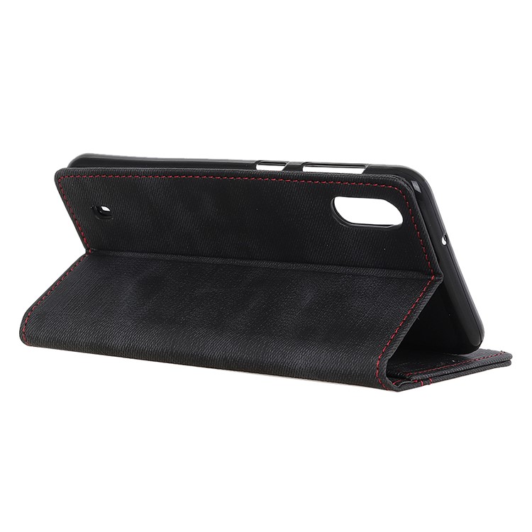 Jeans Cloth Leather Wallet Case for Samsung Galaxy A01 - Black-11