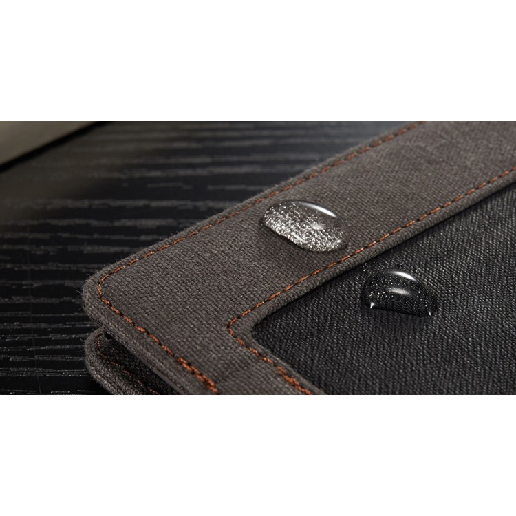 CASEME Segeltuch-Haut-Leder-Mappen-Abdeckung für Samsung Galaxy S7 G930 - Schwarz-13