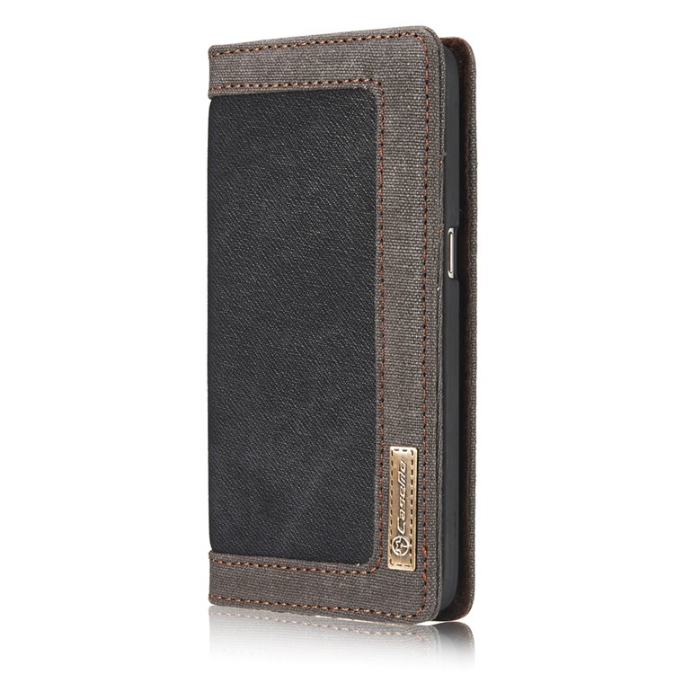 CASEME Segeltuch-Haut-Leder-Mappen-Abdeckung für Samsung Galaxy S7 G930 - Schwarz-2