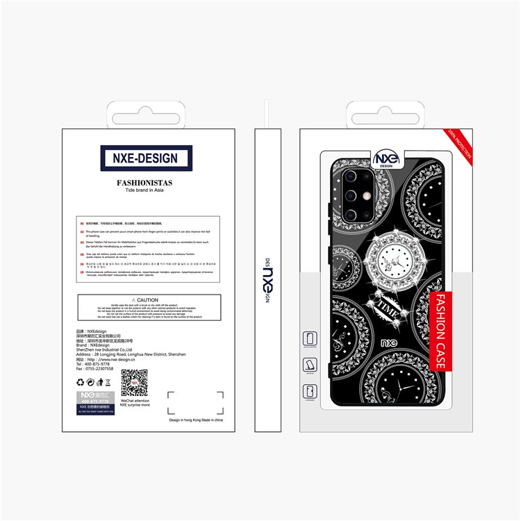 Caso Híbrido TPU Vidrio Templado Decoración De La Impresión Del Patrón Reloj De Diamantes De Imitación Serie NXE TIEMPO Para Samsung Galaxy S11e - Negro-6