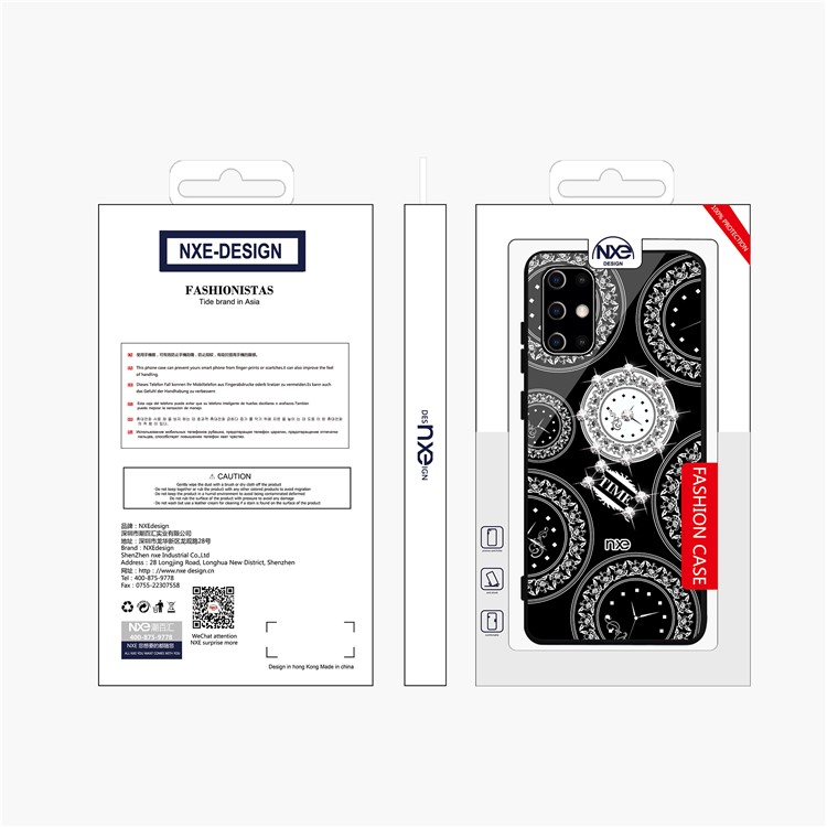 NXE TIME Series Clock Pattern Printing Rhinestone Decor Tempered Glass TPU Hybrid Case for Samsung Galaxy S11e - Black-6