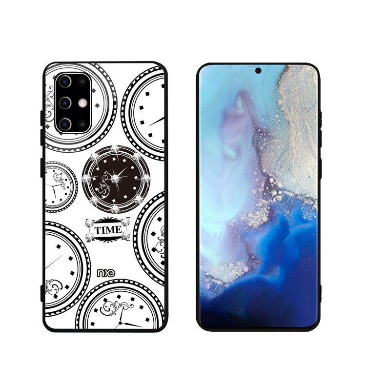 NXE TIME Series Clock Pattern Printing Rhinestone Decor Tempered Glass TPU Combo Case for Samsung Galaxy S20 Ultra - White-4
