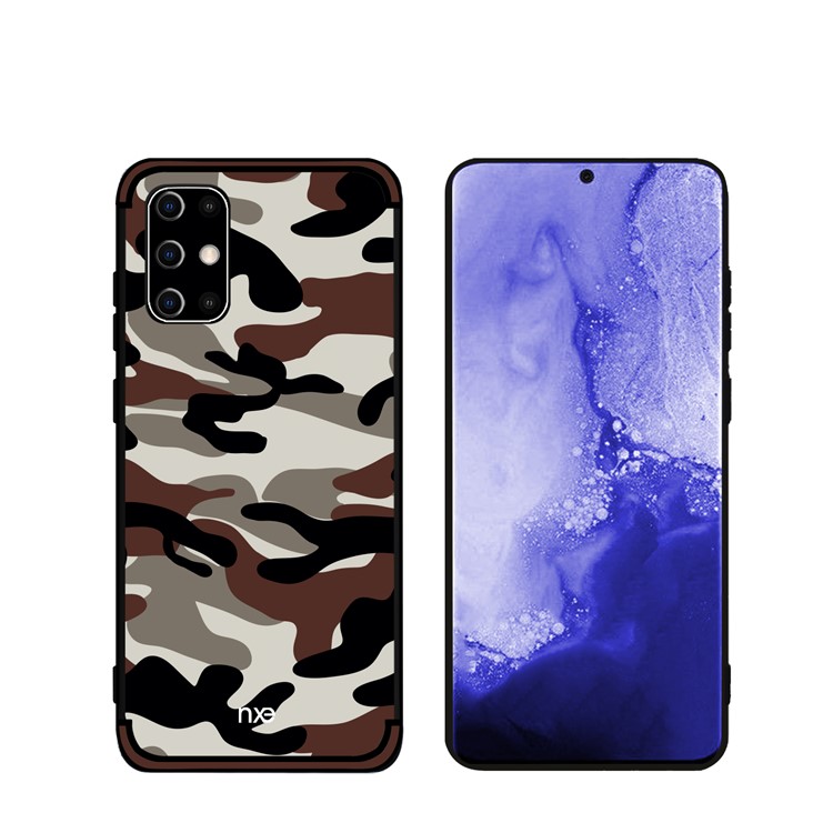 NXE Camouflage Pattern TPU Cell Phone Case for Samsung Galaxy S20 Plus - Coffee-4