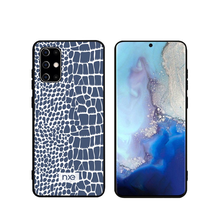 Crocodile Leather Coated PC+TPU Phone Case for Samsung Galaxy S20 Ultra - Blue-1