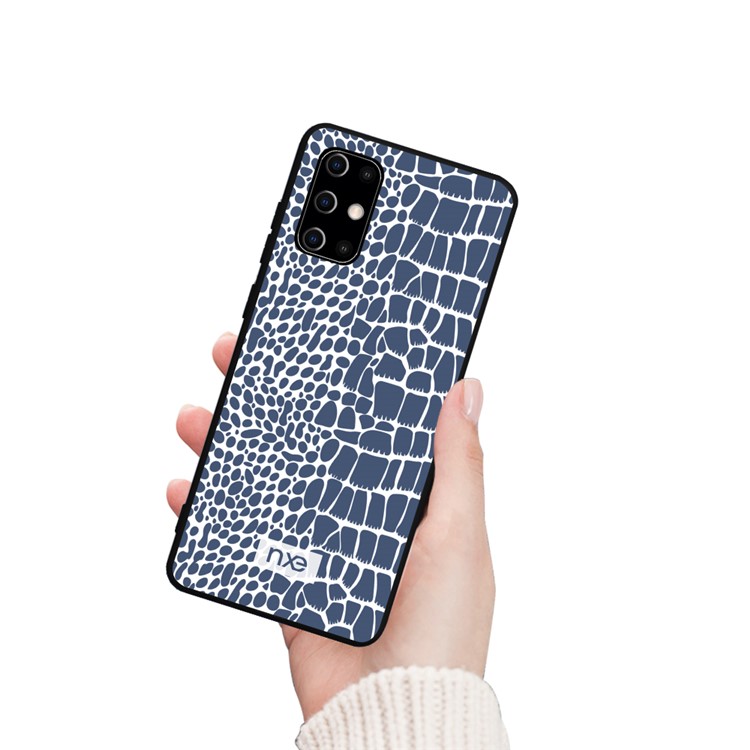 Crocodile Leather Coated PC+TPU Phone Case for Samsung Galaxy S20 Ultra - Blue-2