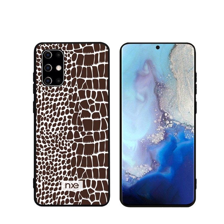 Crocodile Leather Coated PC+TPU Phone Case for Samsung Galaxy S20 Ultra - Brown-1