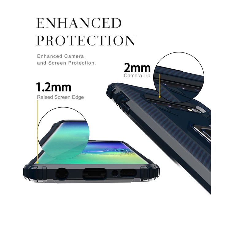 For Samsung Galaxy S10 Plus Finger Ring Kickstand Drop Resistant TPU Phone Casing - Blue-5