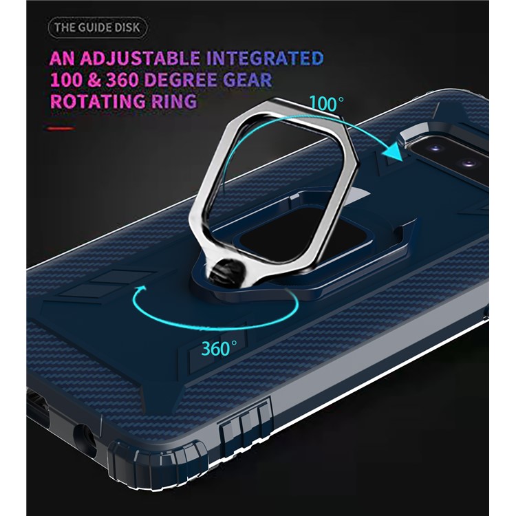 For Samsung Galaxy S10 Plus Finger Ring Kickstand Drop Resistant TPU Phone Casing - Blue-8