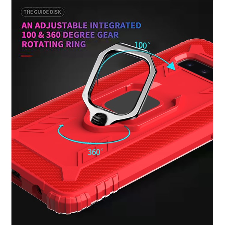 For Samsung Galaxy S10 Plus Finger Ring Kickstand Drop Resistant TPU Phone Casing - Red-7