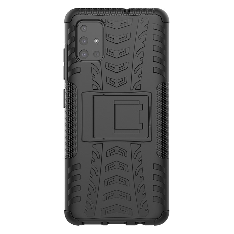 Cool Tire Muster PC + TPU -tablet -hülle Mit Kickstand Für Samsung Galaxy A51 - Schwarz-3