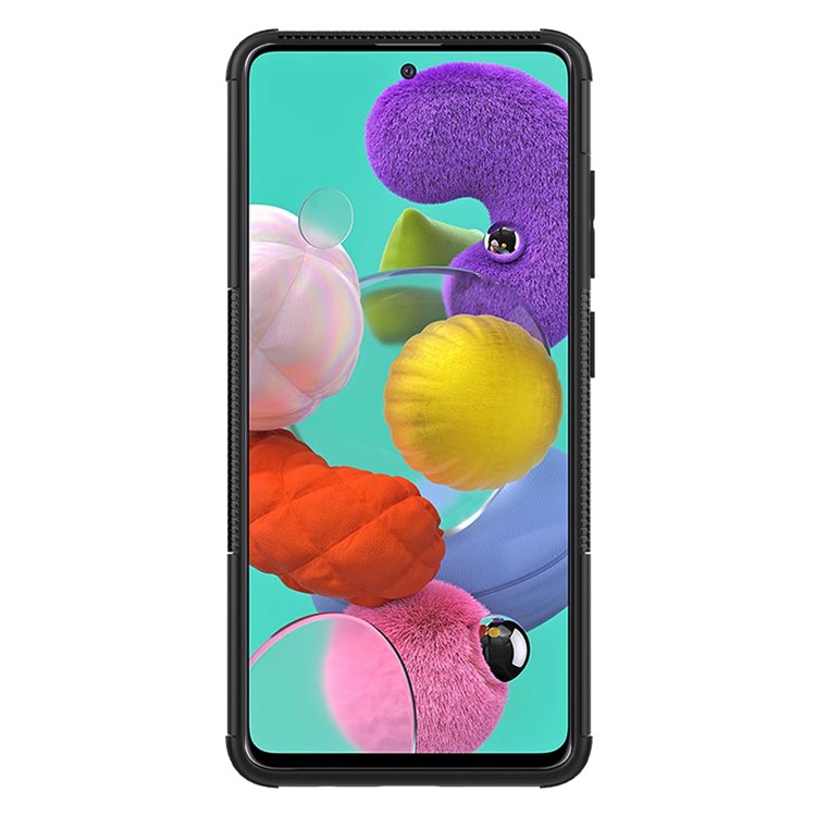 Arrefecer Padrão Pneu Caso Tablet PC + TPU Com Kickstand Para Samsung Galaxy A51 - Preto-4