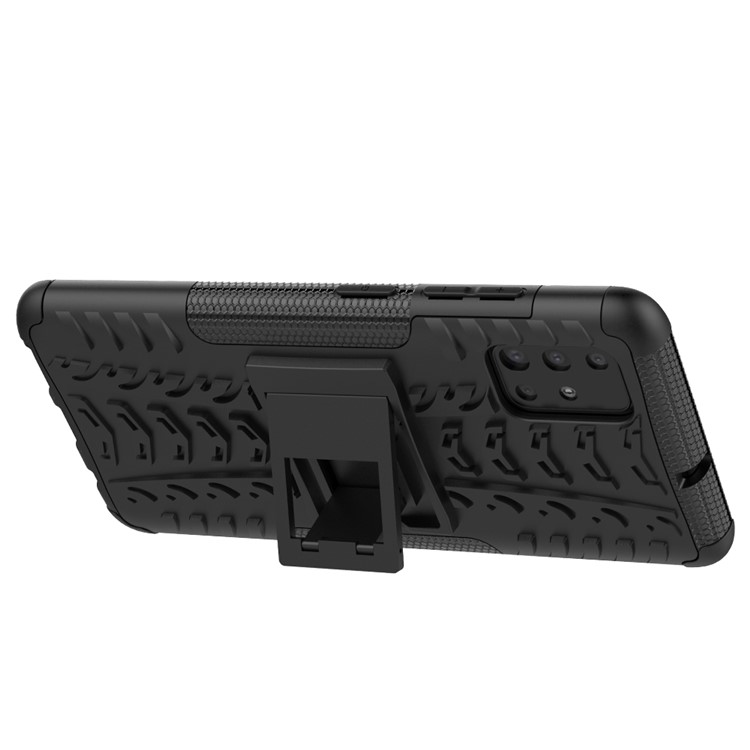 Arrefecer Padrão Pneu Caso Tablet PC + TPU Com Kickstand Para Samsung Galaxy A51 - Preto-5