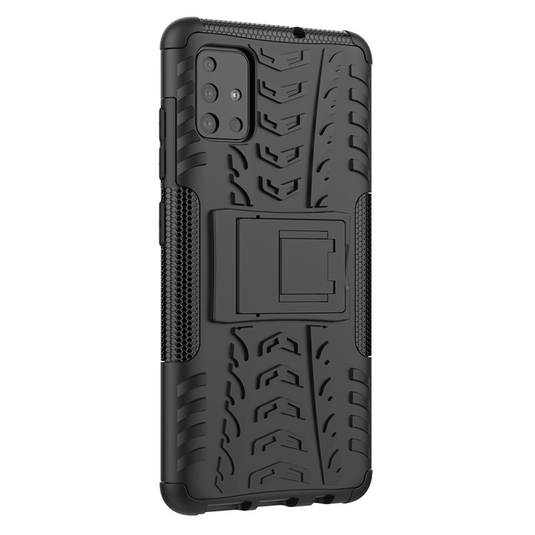 Cool Tyre Pattern PC + TPU Tablet Case with Kickstand for Samsung Galaxy A51 - Black-8