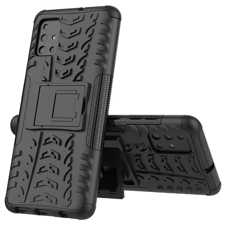 Cool Tire Muster PC + TPU -tablet -hülle Mit Kickstand Für Samsung Galaxy A51 - Schwarz-9