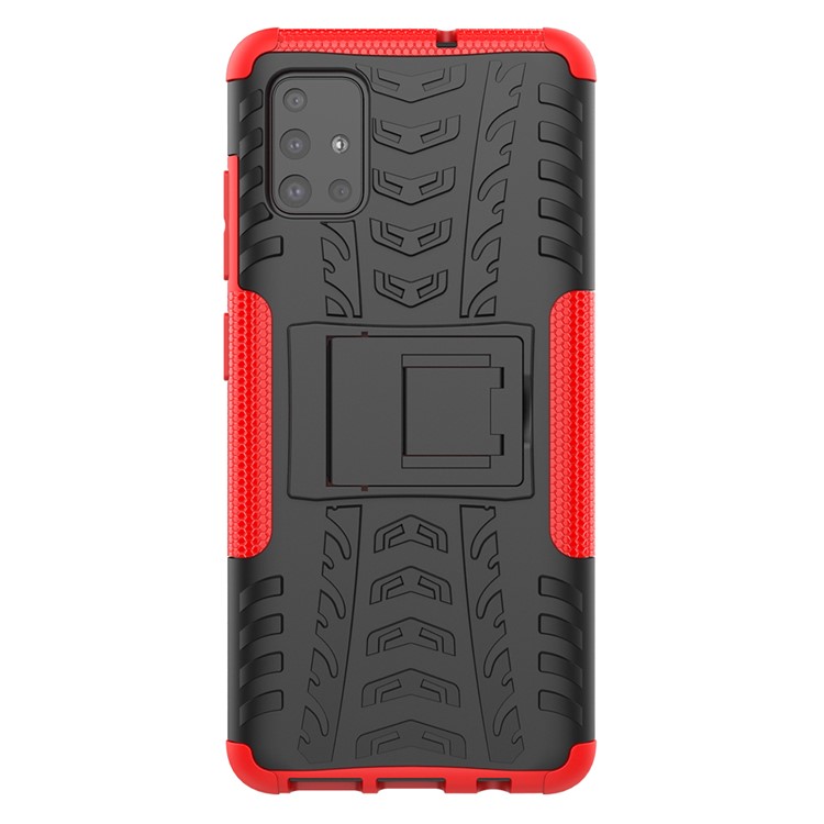 Cool Tyre Pattern PC + TPU Tablet Case with Kickstand for Samsung Galaxy A51 - Red-3