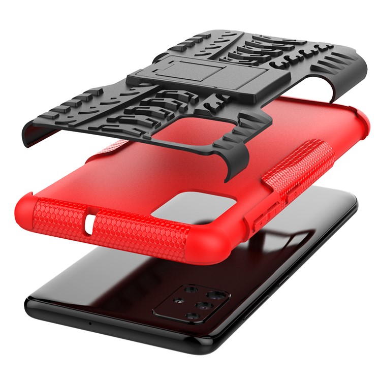 Cool Tyre Pattern PC + TPU Tablet Case with Kickstand for Samsung Galaxy A51 - Red-6