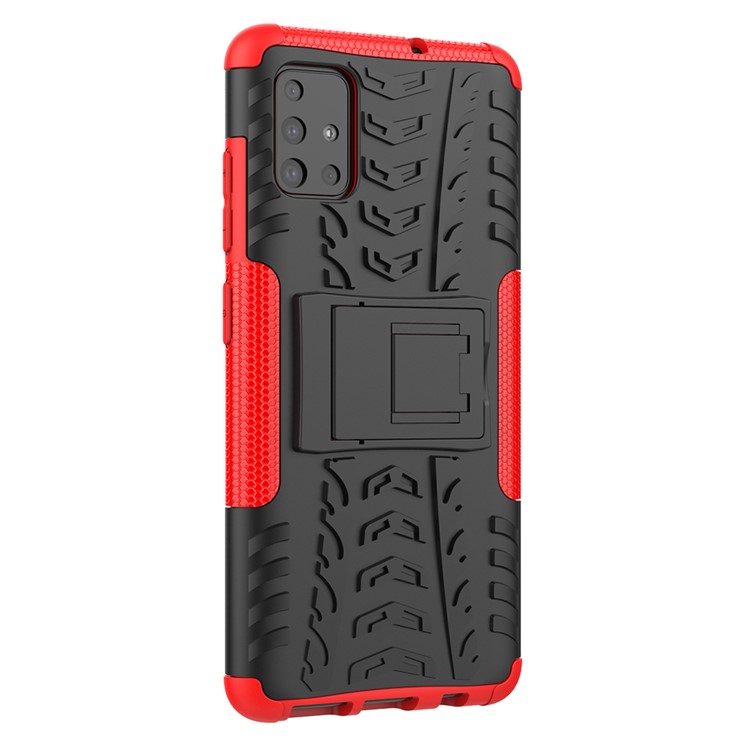 Cool Tyre Pattern PC + TPU Tablet Case with Kickstand for Samsung Galaxy A51 - Red-8