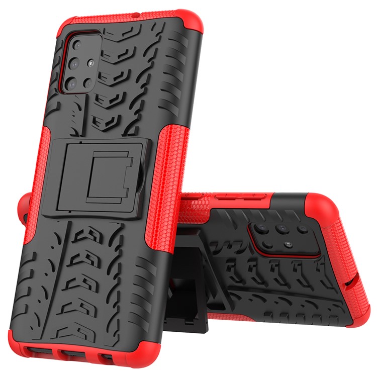 Cool Tyre Pattern PC + TPU Tablet Case with Kickstand for Samsung Galaxy A51 - Red-9
