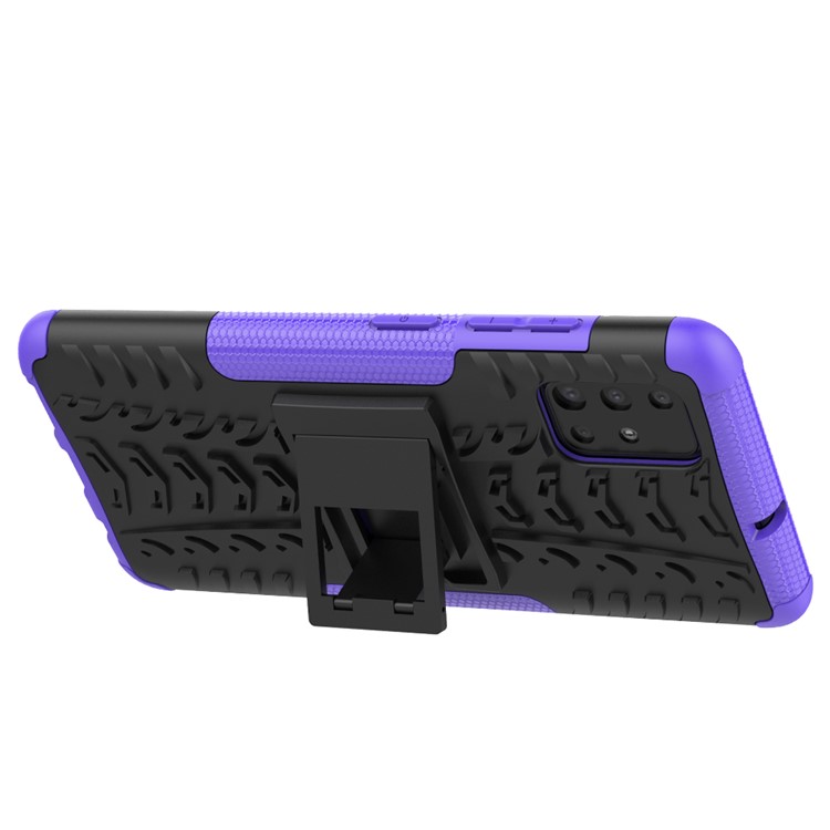 Cool Tyre Pattern PC + TPU Tablet Case with Kickstand for Samsung Galaxy A51 - Purple-5