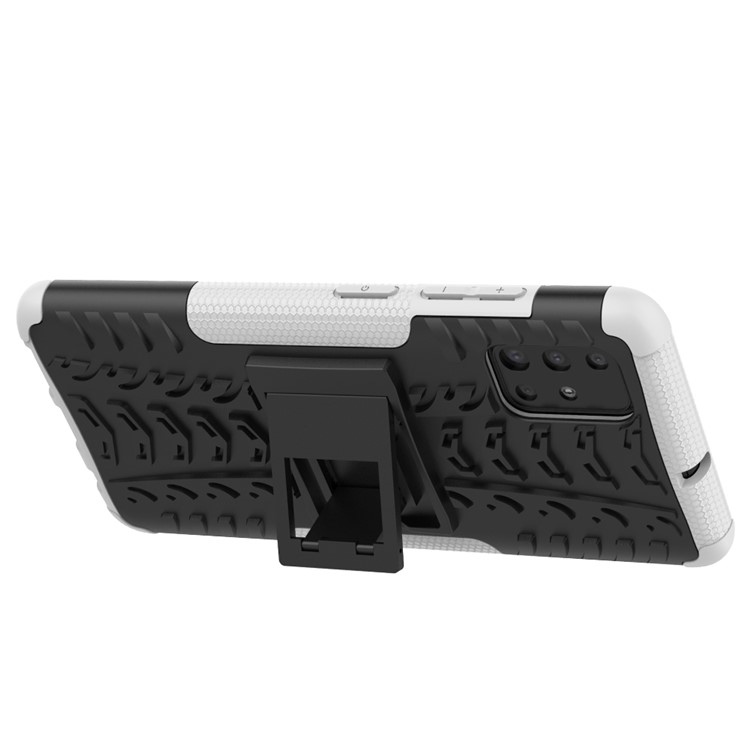 Cool Tyre Pattern PC + TPU Tablet Case with Kickstand for Samsung Galaxy A51 - White-5