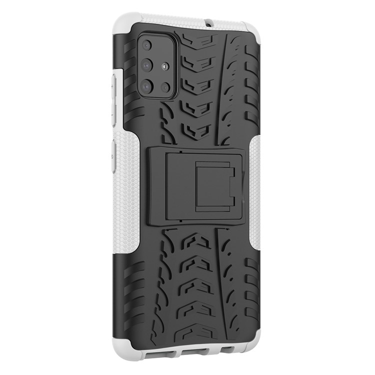 Cool Tyre Pattern PC + TPU Tablet Case with Kickstand for Samsung Galaxy A51 - White-8