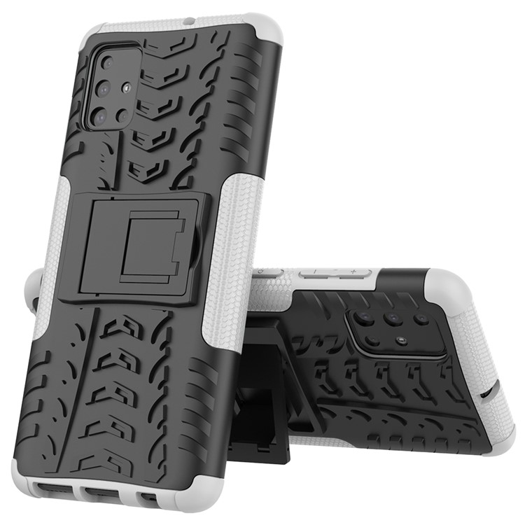 Cool Tyre Pattern PC + TPU Tablet Case with Kickstand for Samsung Galaxy A51 - White-9