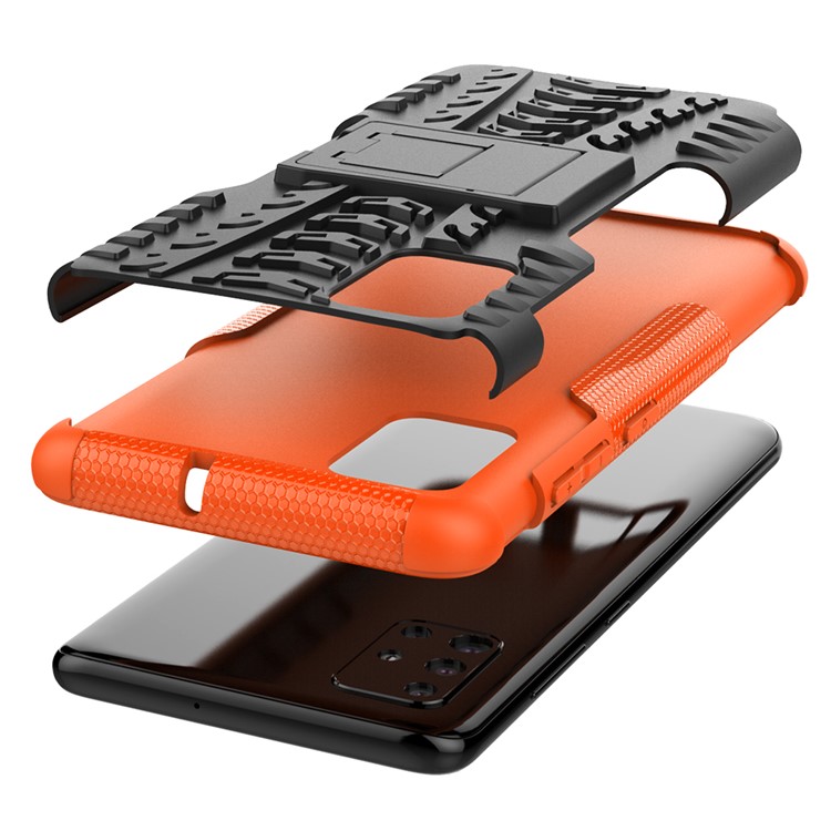 Cool Tyre Pattern PC + TPU Tablet Case with Kickstand for Samsung Galaxy A51 - Orange-6