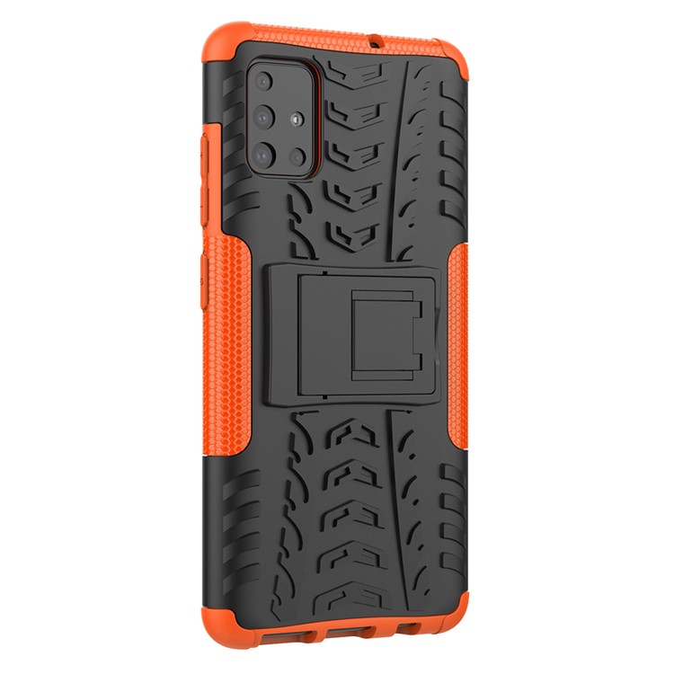 Cool Tyre Pattern PC + TPU Tablet Case with Kickstand for Samsung Galaxy A51 - Orange-8