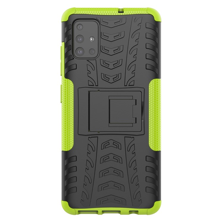 Padrão de Pneu Legal PC + TPU Tablet Case Com Kickstand Para Samsung Galaxy A51 - Verde