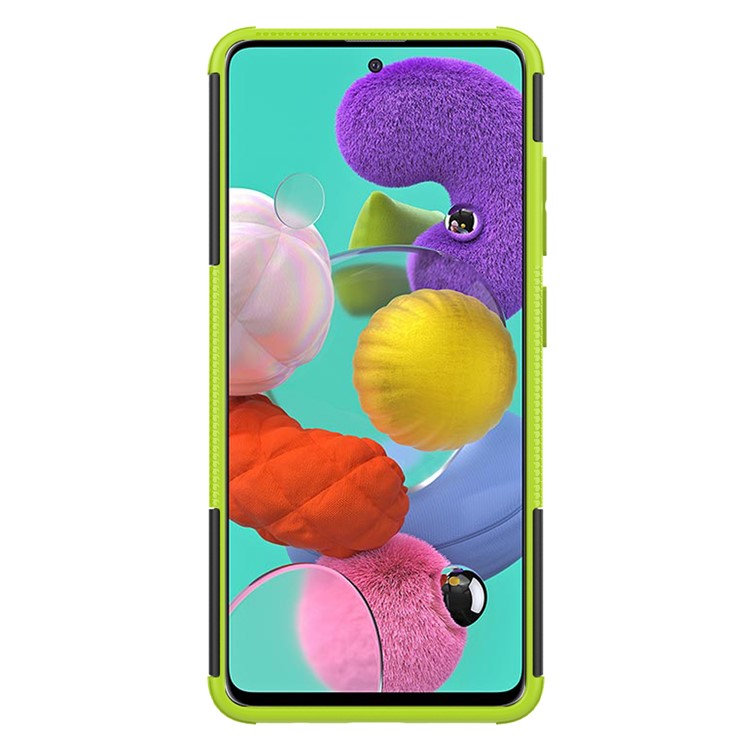 Case de Tableta PC + TPU de Patrón de Neumáticos Cool Con Kickstand Para Samsung Galaxy A51 - Verde