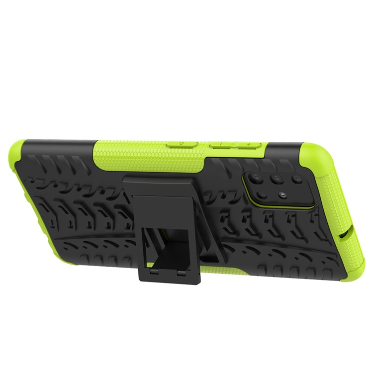 Padrão de Pneu Legal PC + TPU Tablet Case Com Kickstand Para Samsung Galaxy A51 - Verde