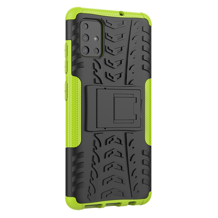 Case de Tableta PC + TPU de Patrón de Neumáticos Cool Con Kickstand Para Samsung Galaxy A51 - Verde