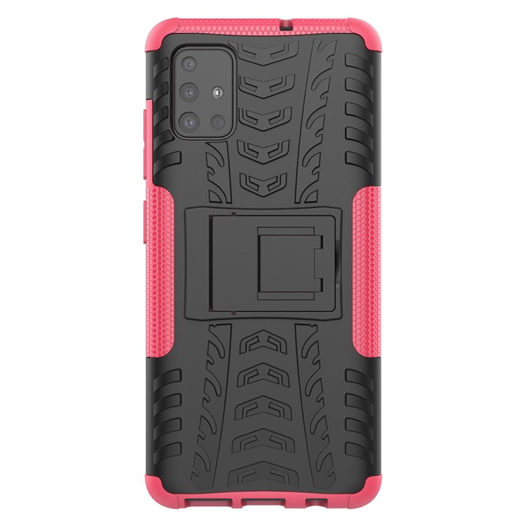 Cool Tyre Pattern PC + TPU Tablet Case with Kickstand for Samsung Galaxy A51 - Rose Gold-3