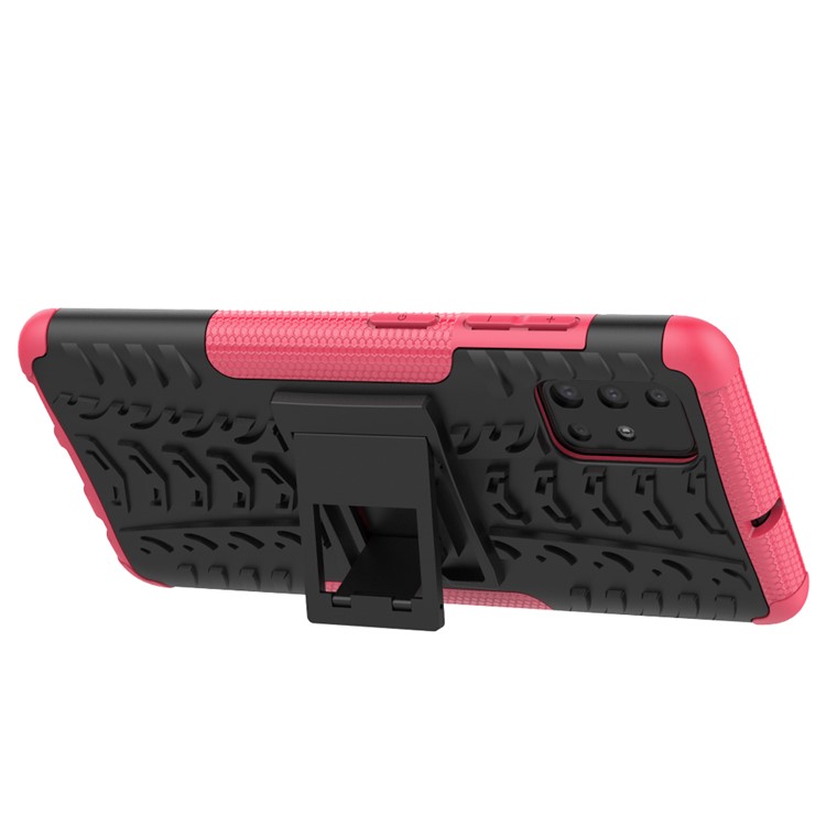 Cool Tyre Pattern PC + TPU Tablet Case with Kickstand for Samsung Galaxy A51 - Rose Gold-5