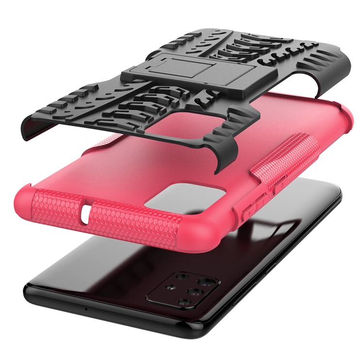 Cool Tyre Pattern PC + TPU Tablet Case with Kickstand for Samsung Galaxy A51 - Rose Gold-6