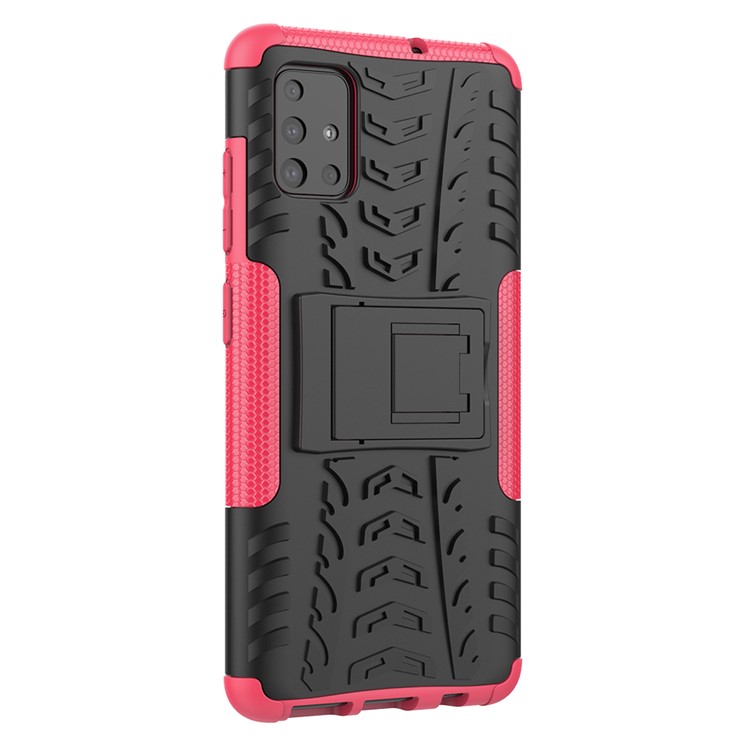 Cool Tyre Pattern PC + TPU Tablet Case with Kickstand for Samsung Galaxy A51 - Rose Gold-8