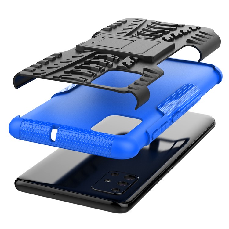 Cool Tyre Pattern PC + TPU Tablet Case with Kickstand for Samsung Galaxy A51 - Blue-6