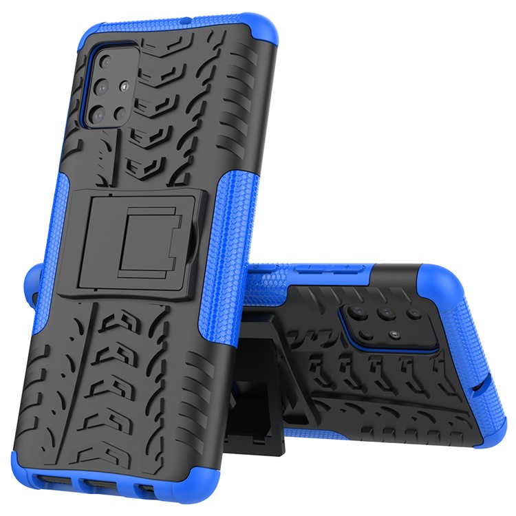 Cool Tyre Pattern PC + TPU Tablet Case with Kickstand for Samsung Galaxy A51 - Blue-9