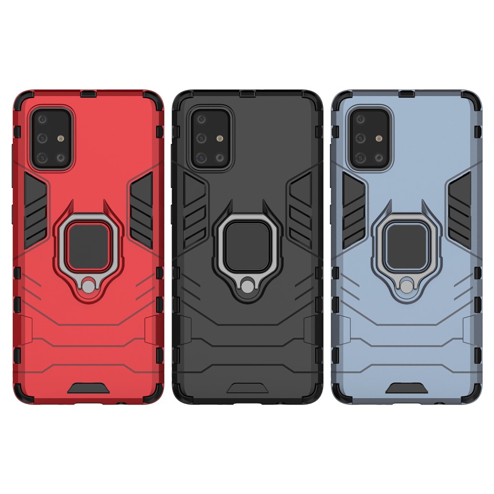 Custodia in Plastica + TPU Con Cavalletto Per Samsung Galaxy A71 - Nero-10